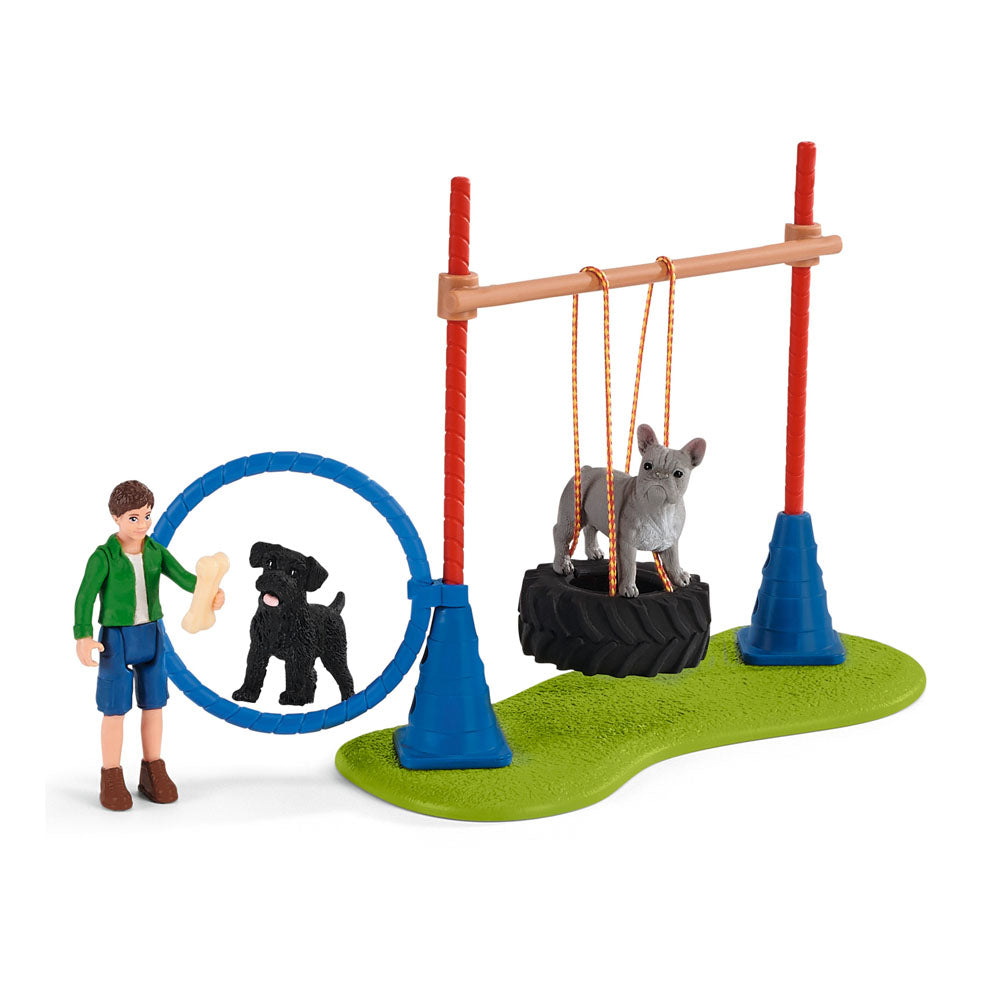 Schleich Farm World Puppy Agility Training Toy Figure Set
