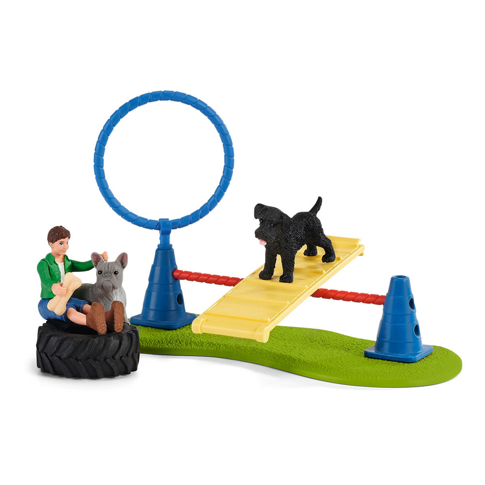 Schleich Farm World Puppy Agility Training Toy Figure Set
