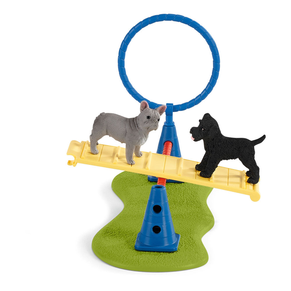 Schleich Farm World Puppy Agility Training Toy Figure Set