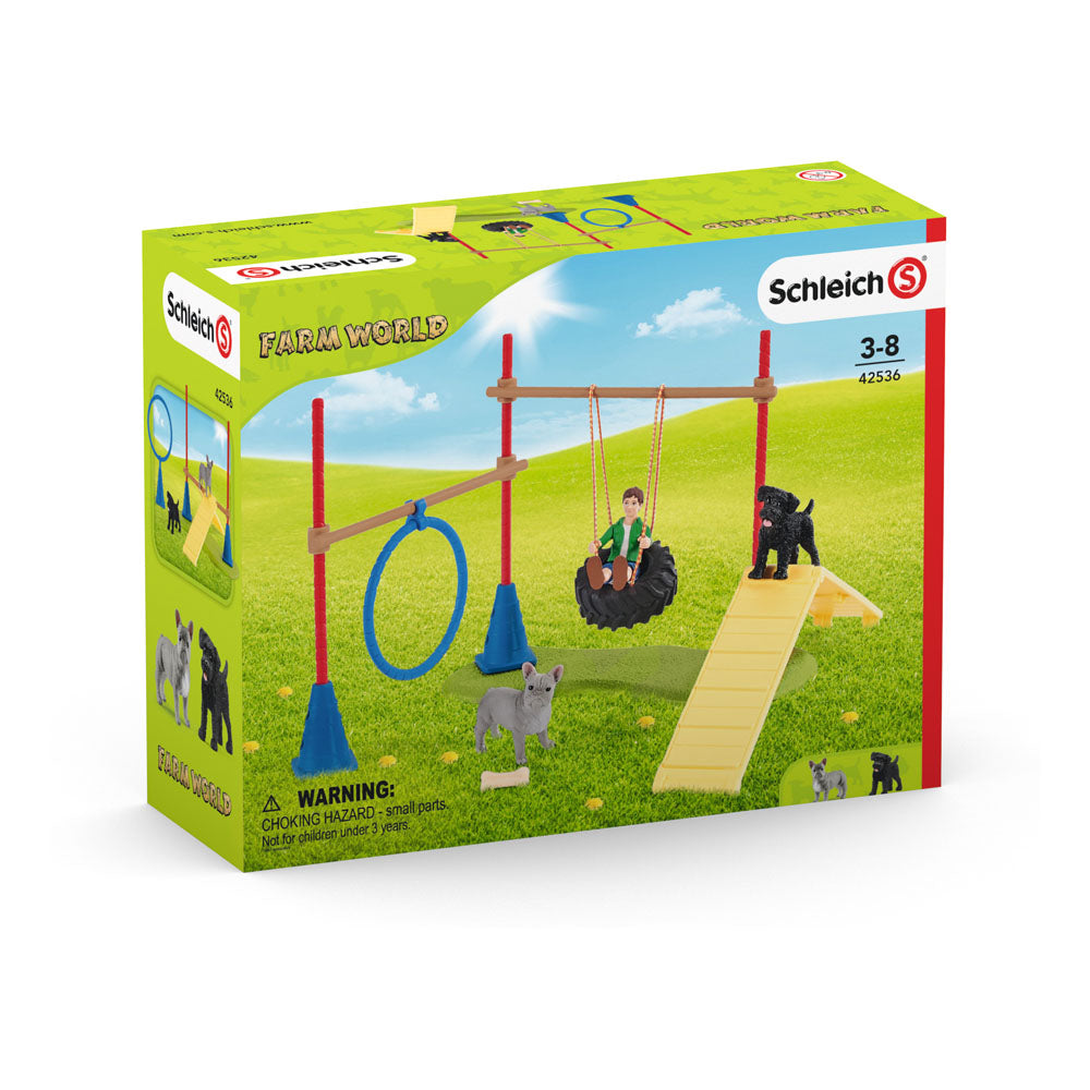 Schleich Farm World Puppy Agility Training Toy Figure Set