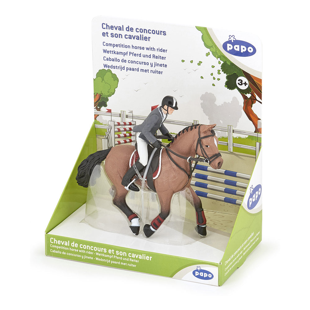Papo Horse and Ponies Competition Horse with Rider Toy Figure