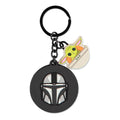 Star Wars The Mandalorian Boba Fett Helmet & Grogu Rubber Keychain