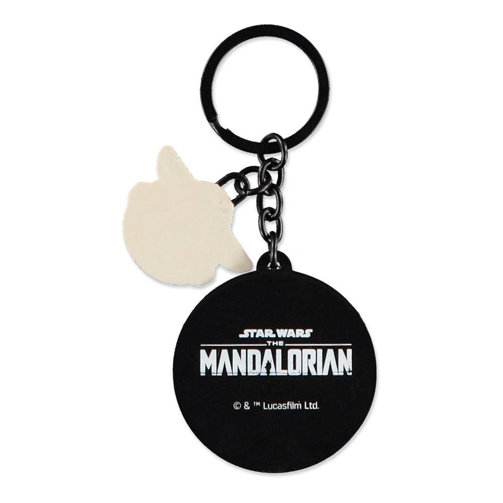 Star Wars The Mandalorian Boba Fett Helmet & Grogu Rubber Keychain