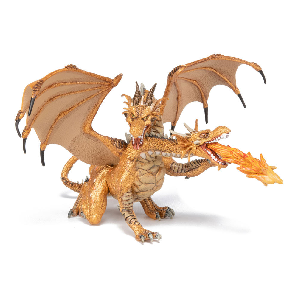 Papo Fantasy World Gold Two Headed Dragon Toy Figure
