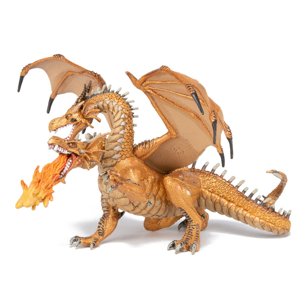Papo Fantasy World Gold Two Headed Dragon Toy Figure