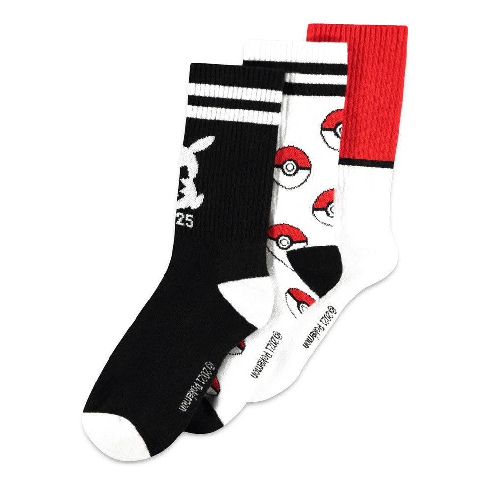 Pokemon Iconic Logos Unisex Sport Socks - 3-Pack