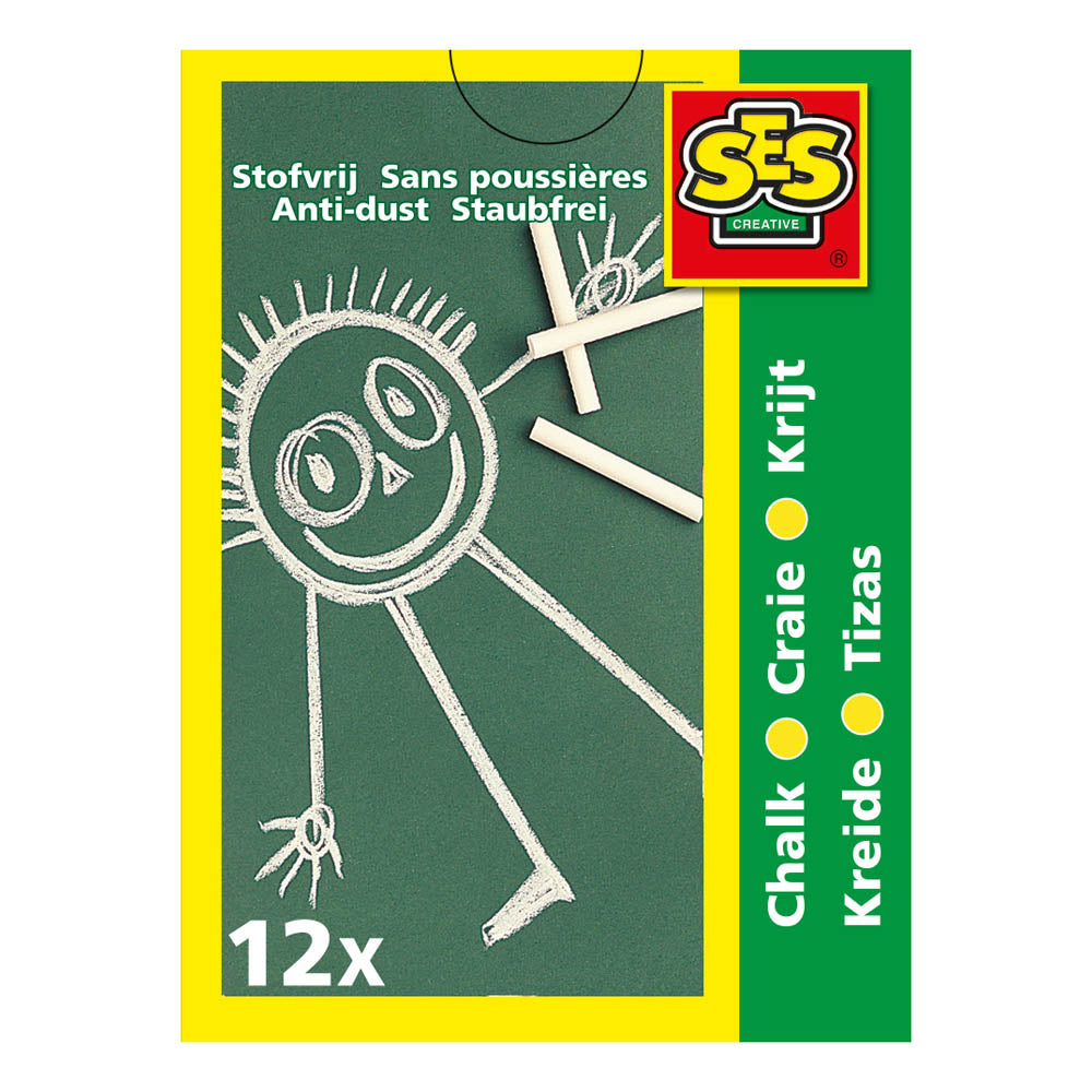 SES Creative White Chalks, 12 Pieces