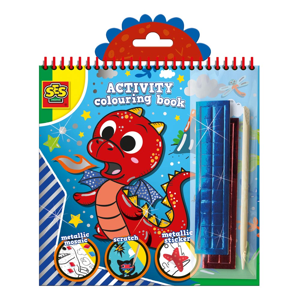 SES Creative 3-in-1 Activity Colouring Book Metallic Set