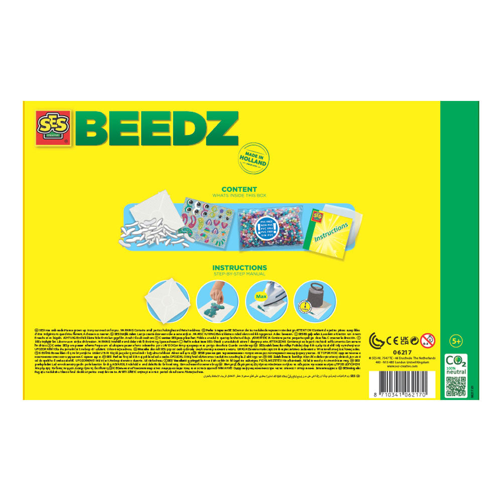 SES Creative Beedz Iron-On-Beads Funpins Glitter Animals Square Pegboard, 2100 Iron-On Beads