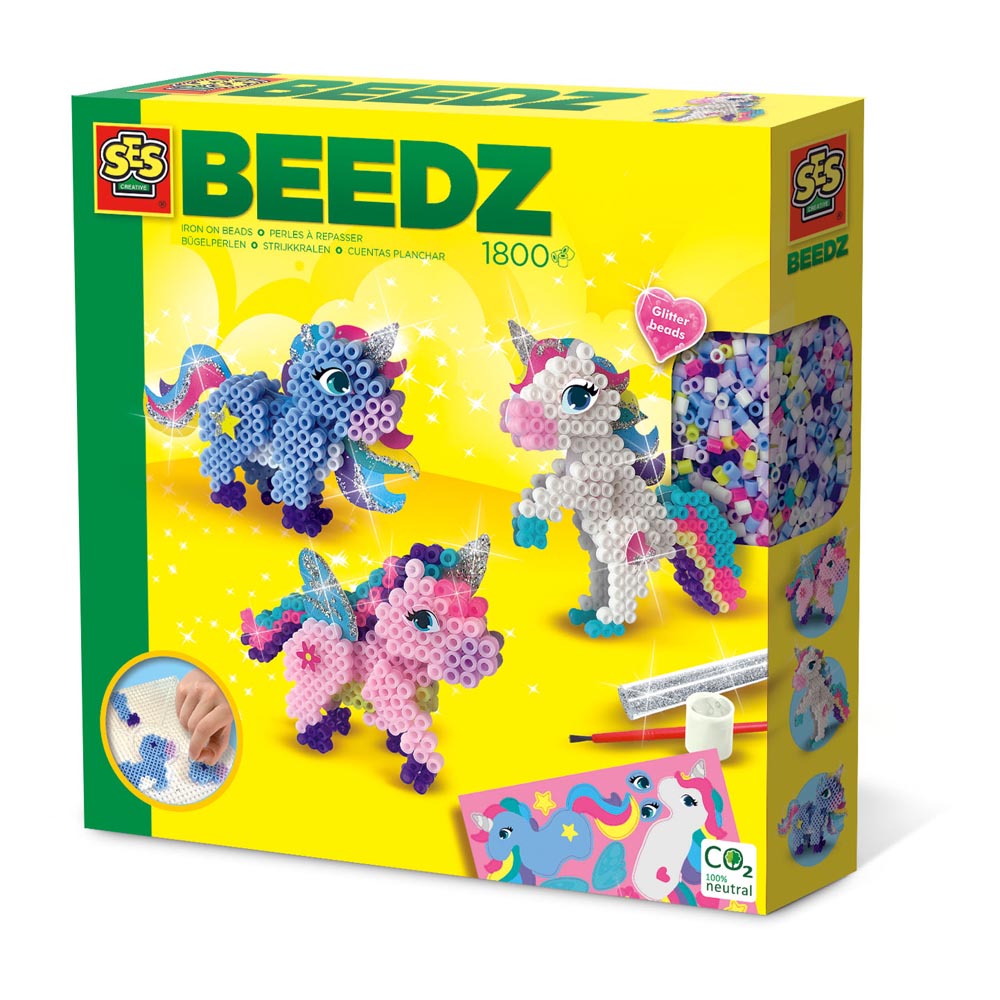 SES Creative Beedz Iron-on Beads Unicorns Pegboard, 1800 iron-on Beads