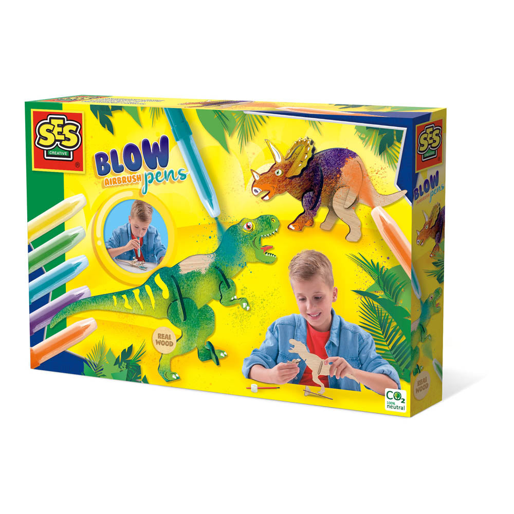 SES Creative Dinosaurs Blow Airbrush Pens