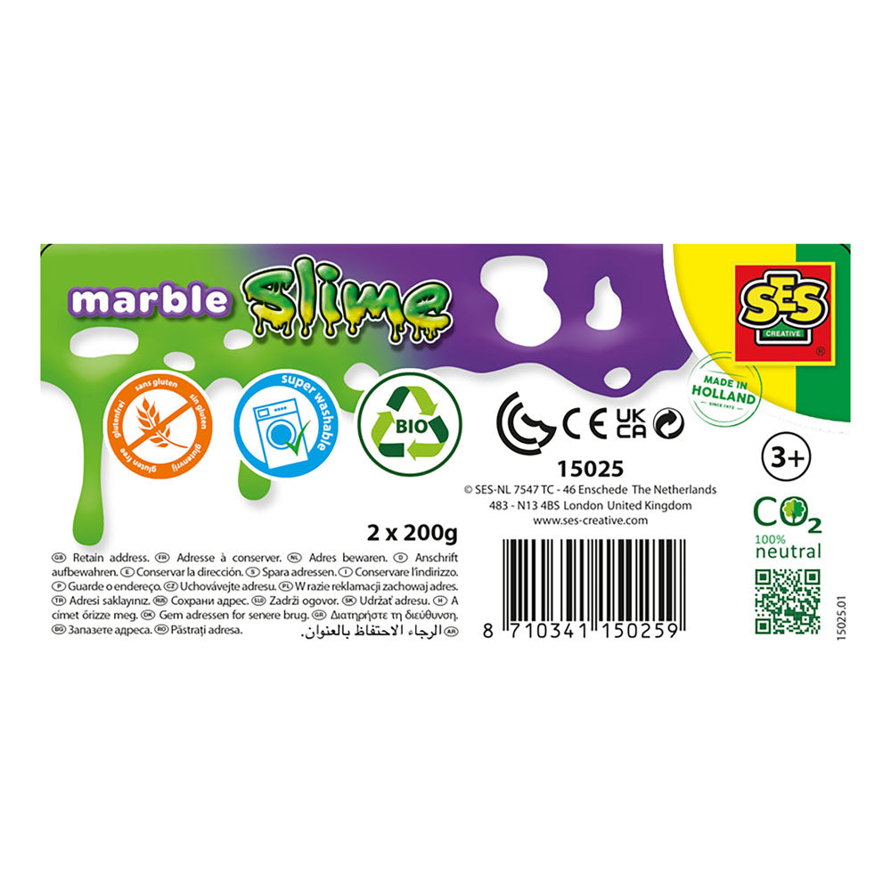 SES Creative Marble Slime Duo Pack, 2x 200g Pots