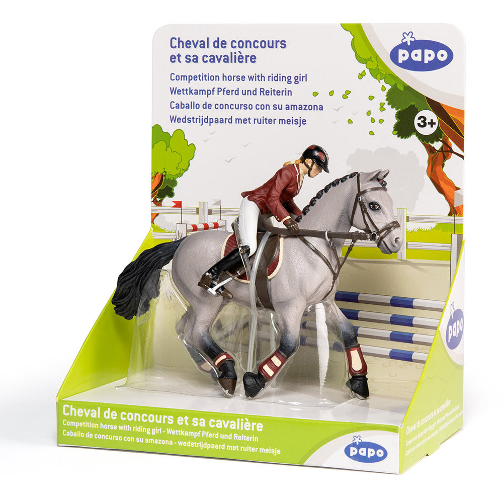 Papo Horses and Ponies Competition Horse and Horsewoman Toy Figure