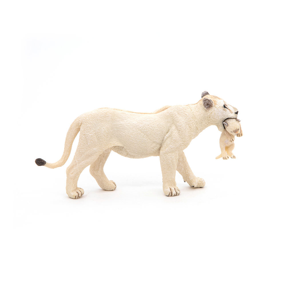 Papo Wild Animal Kingdom White Lioness with Cub Toy Figure