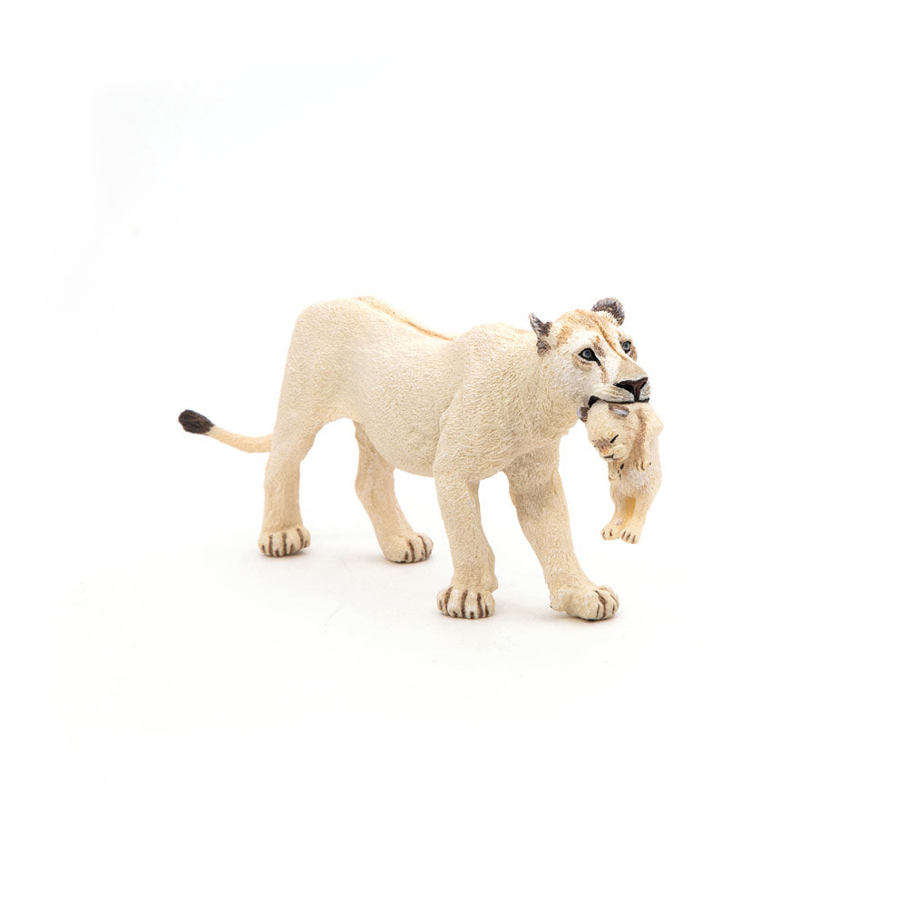 Papo Wild Animal Kingdom White Lioness with Cub Toy Figure