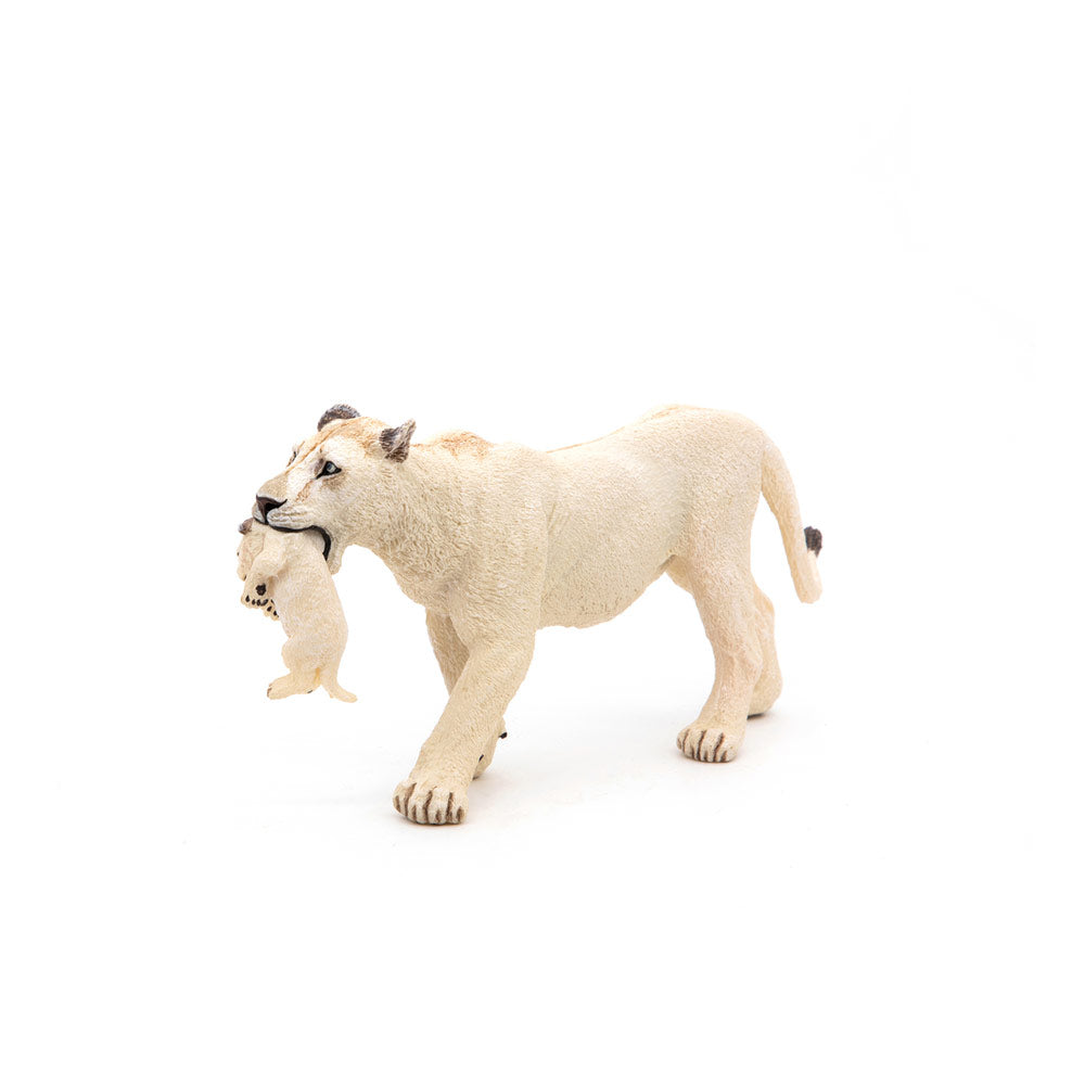 Papo Wild Animal Kingdom White Lioness with Cub Toy Figure