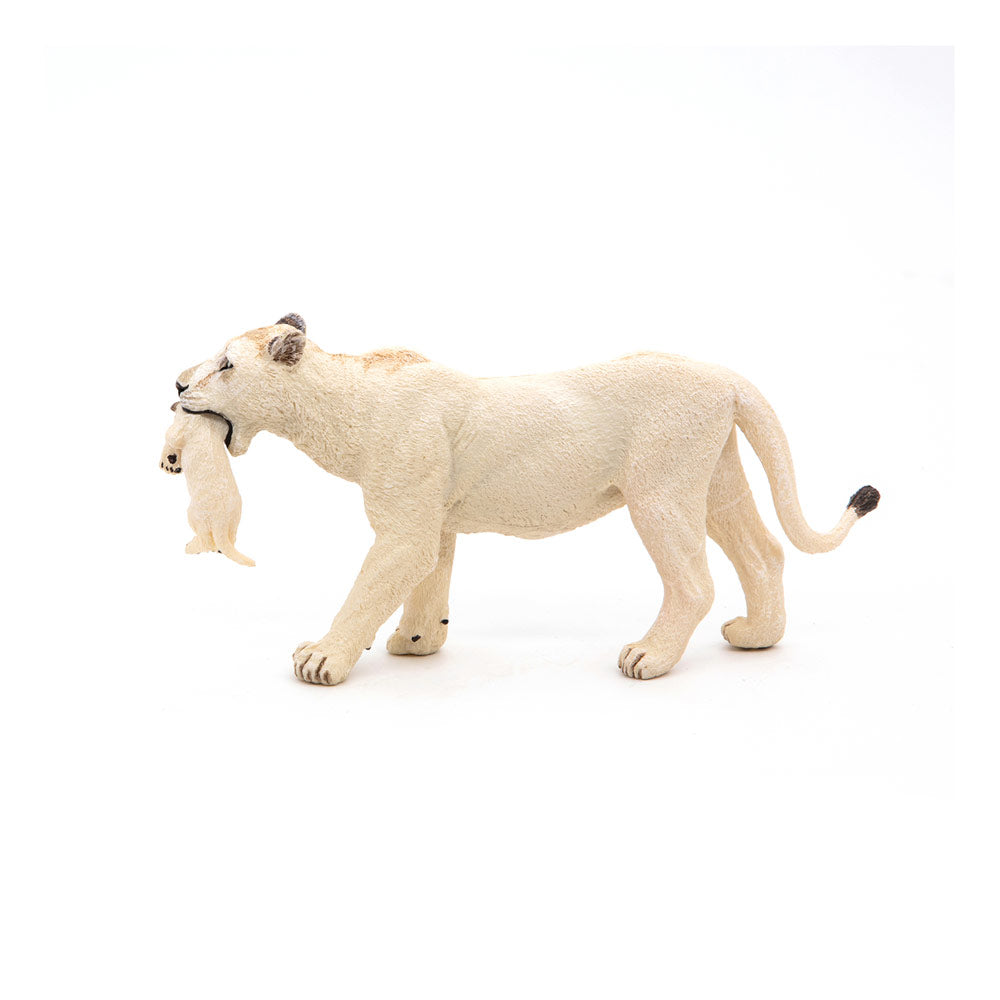 Papo Wild Animal Kingdom White Lioness with Cub Toy Figure