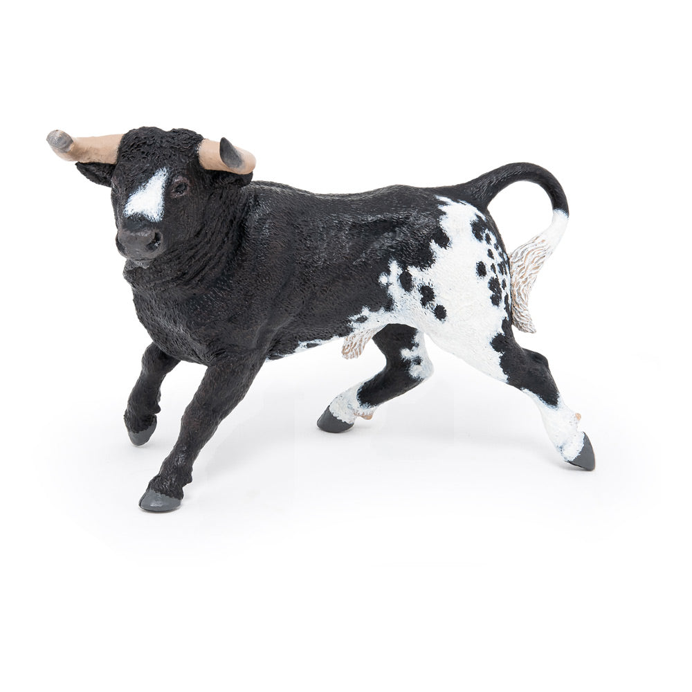 Papo Horses and Ponies Black & White Spanish Bull Toy Figure