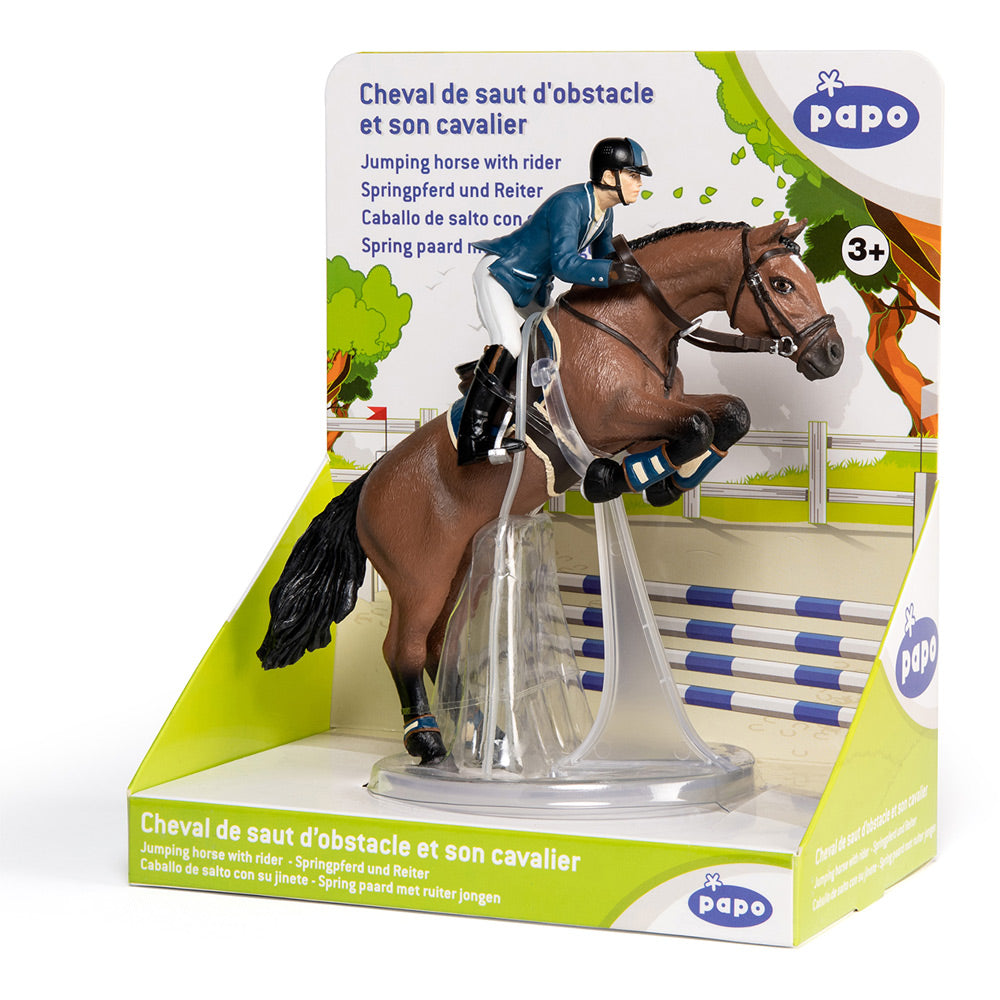 Papo Horses and Ponies Jumping Horse and Horseman Toy Figure