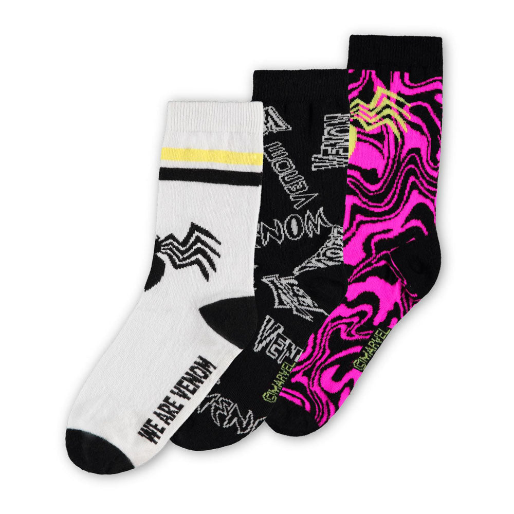 Marvel Comics Venom Logo All-over Print Children's Crew Socks - 3-Pack, 35/38