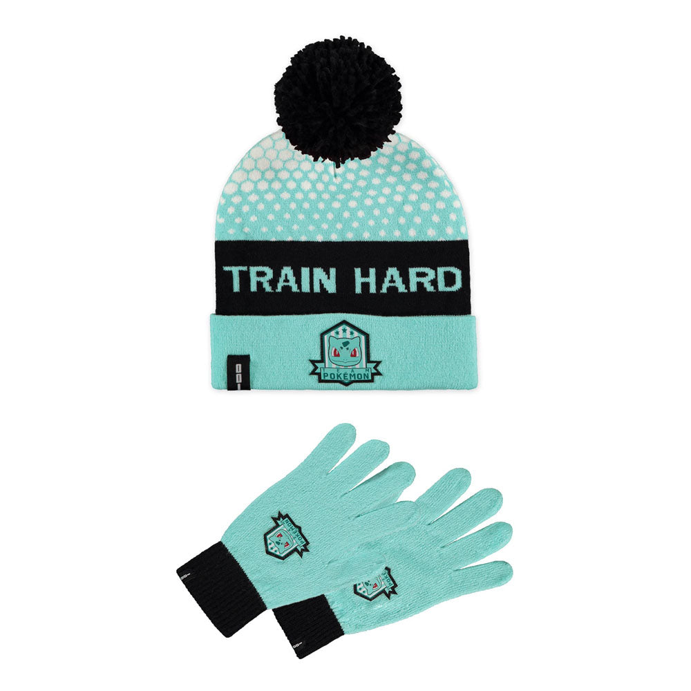 Pokemon Bulbasaur Train Hard Beanie & Knitted Gloves Giftset