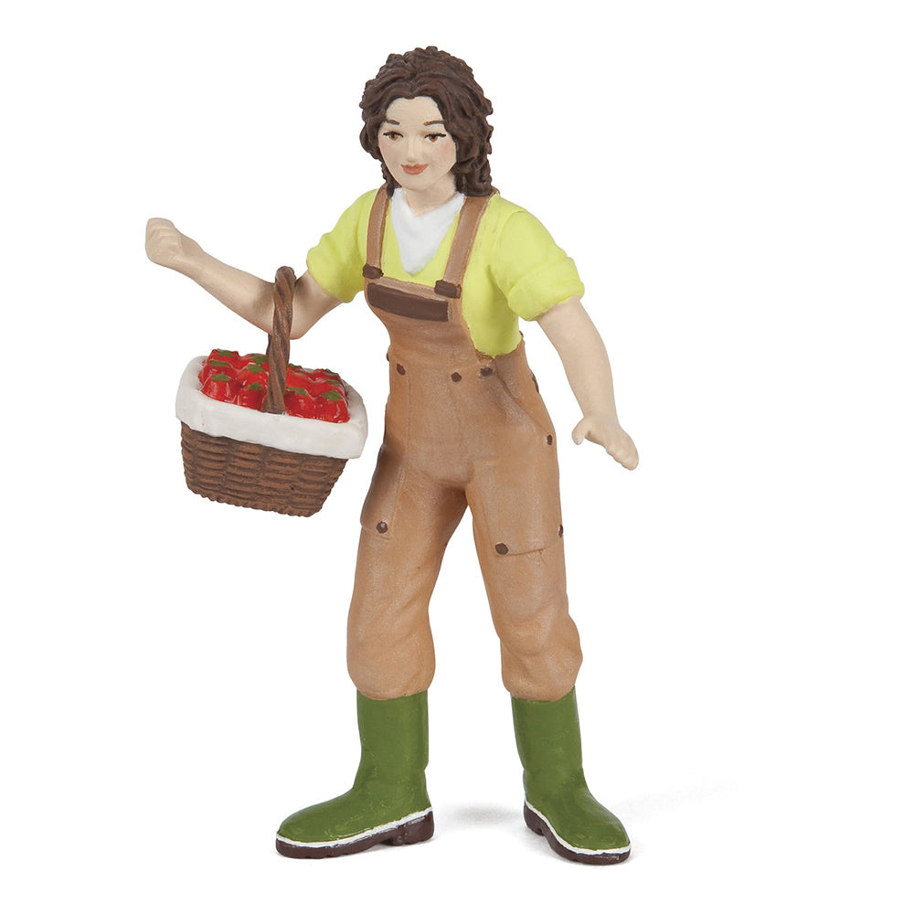 Papo Farmyard Friends Woman Farmer with Basket Toy Figure