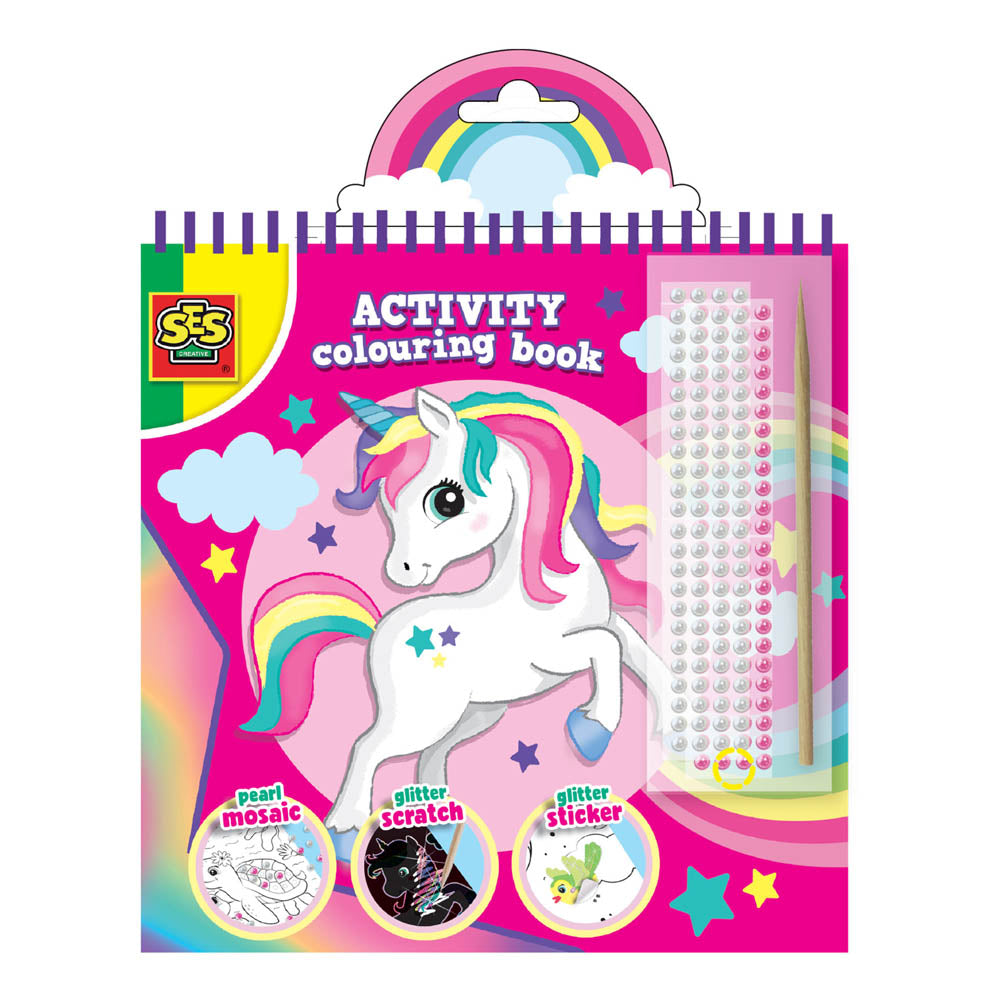 SES Creative 3-in-1 Activity Glitter Colouring Book Set
