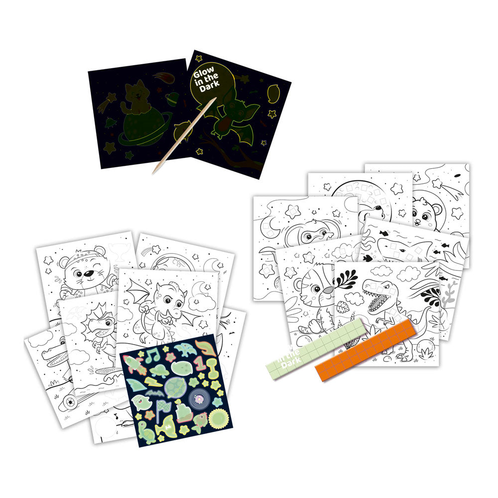 SES Creative 3-in-1 Activity Glow-in-the-Dark Colouring Book Set