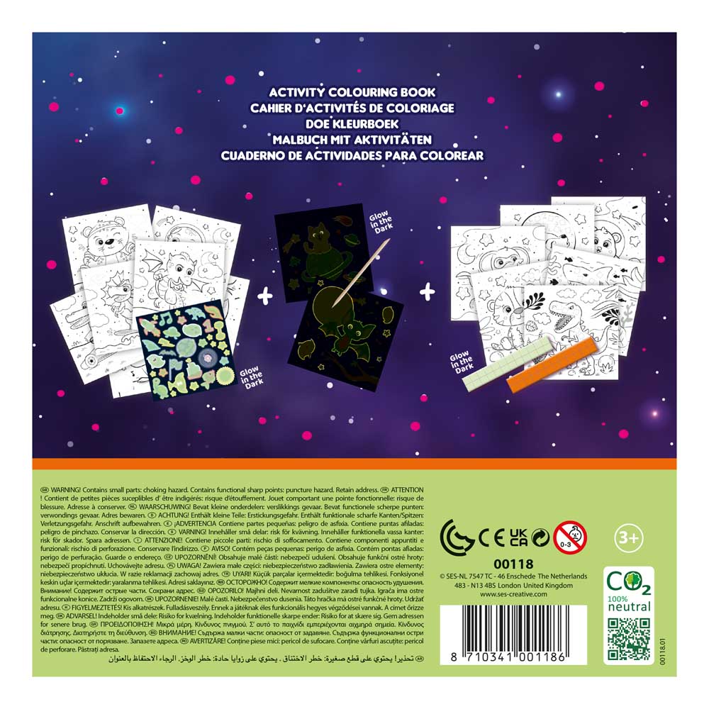 SES Creative 3-in-1 Activity Glow-in-the-Dark Colouring Book Set