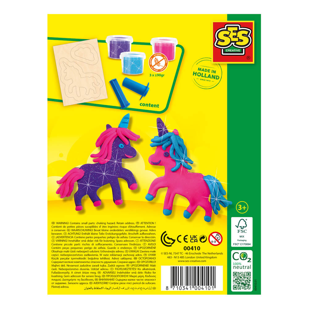 SES Creative Unicorns Neon Glitter Modelling Dough Set