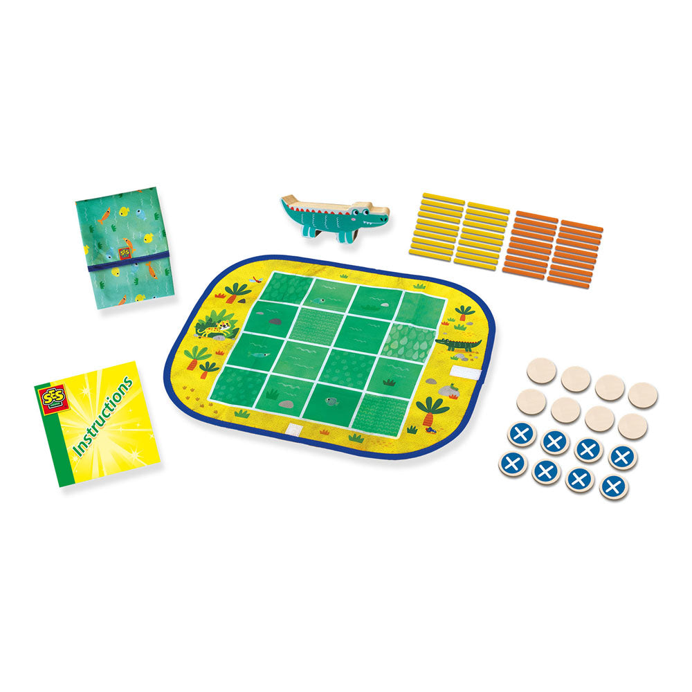 SES Creative Wrap&Go Travel Games (Four in a Row, Dots and Boxes and Pack Croco)