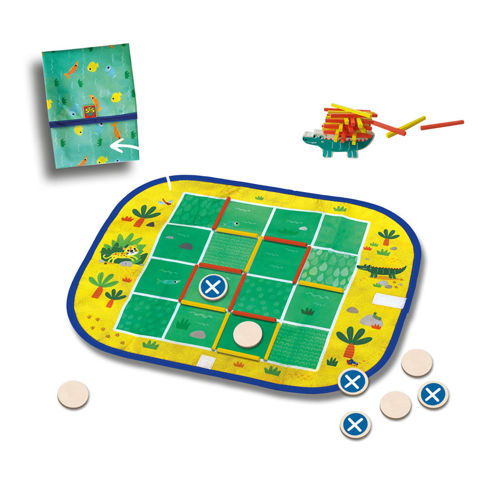SES Creative Wrap&Go Travel Games (Four in a Row, Dots and Boxes and Pack Croco)