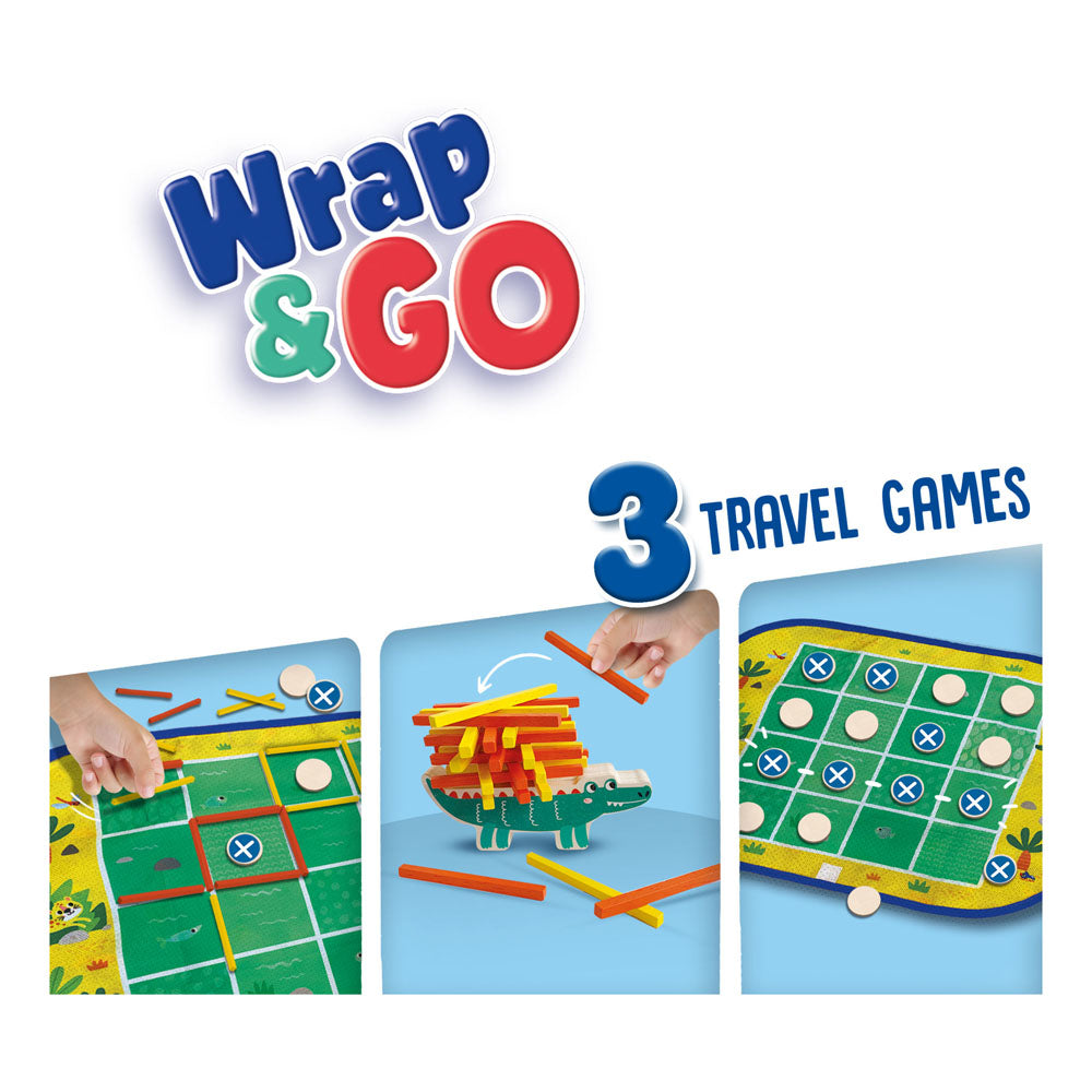 SES Creative Wrap&Go Travel Games (Four in a Row, Dots and Boxes and Pack Croco)
