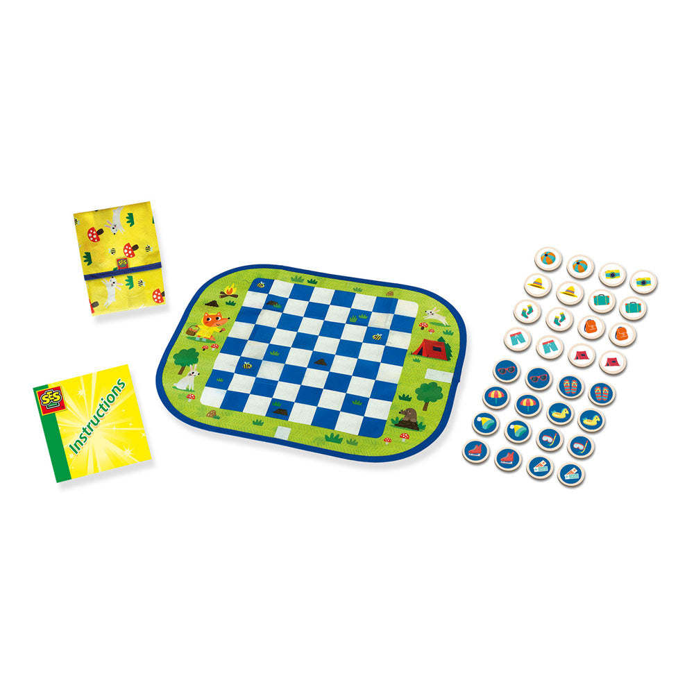 SES Creative Wrap&Go Travel Games (Pack Your Bags, Checkers and Memo)
