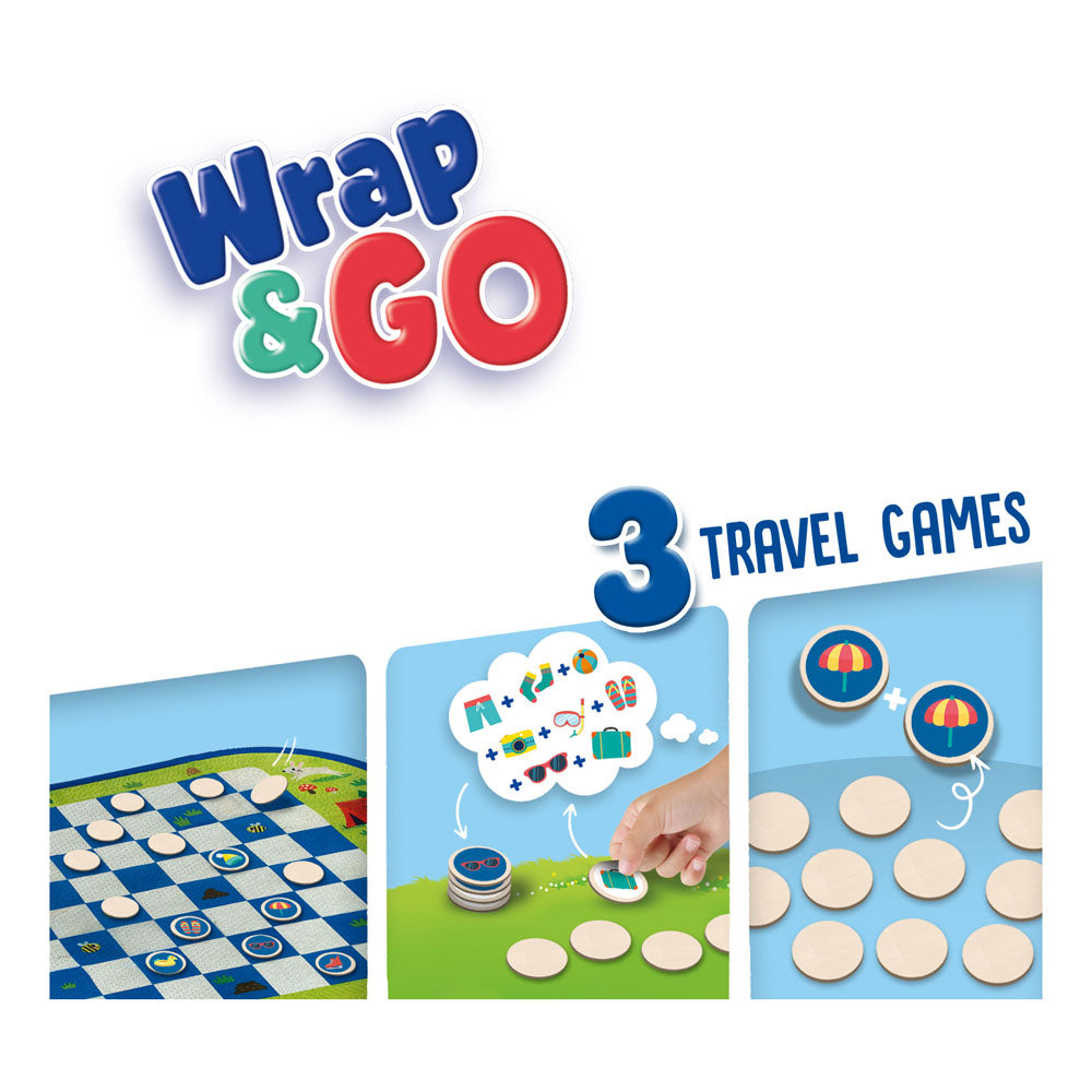 SES Creative Wrap&Go Travel Games (Pack Your Bags, Checkers and Memo)