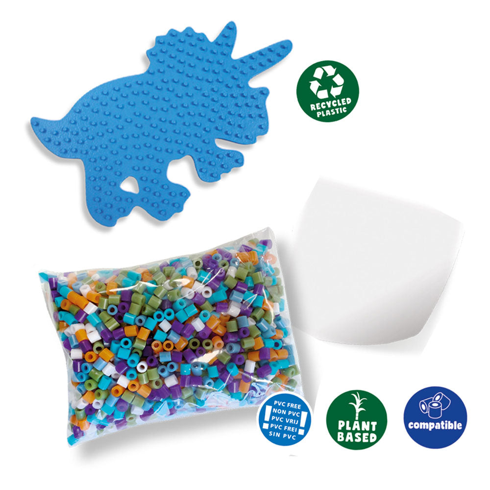 SES Creative Beedz Triceratops Dino Green 1200 Iron-on Beads Mosaic Art Kit