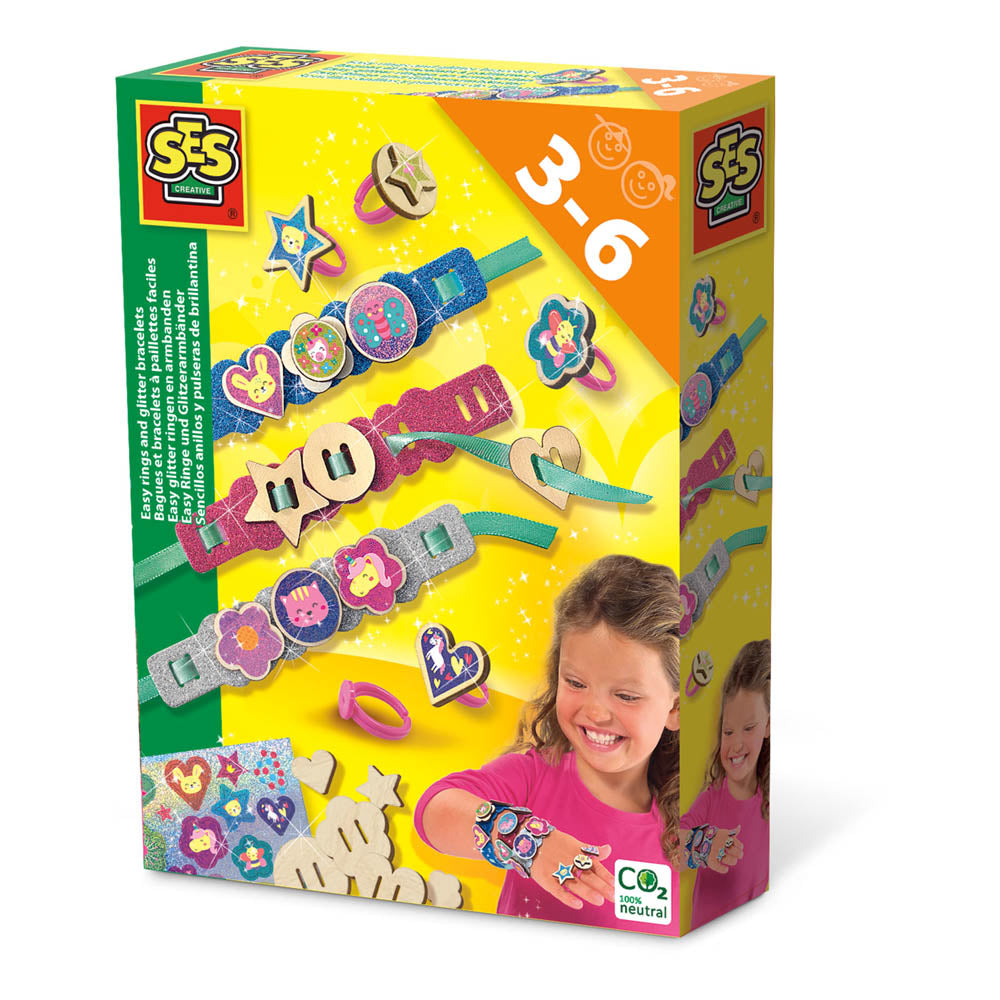 SES Creative Easy Rings and Glitter Bracelets Jewellery Making Set