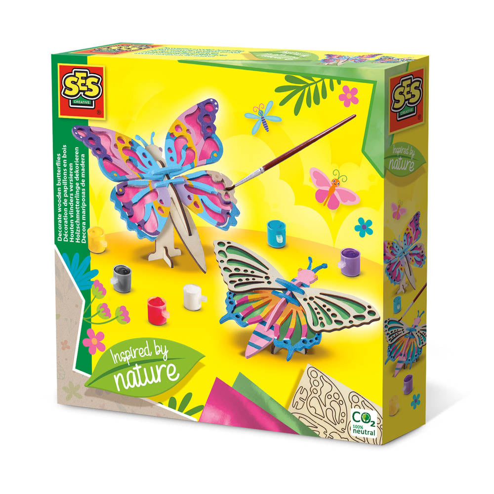 SES Creative Inspired by Nature Decorate Wooden Butterflies Painting Set