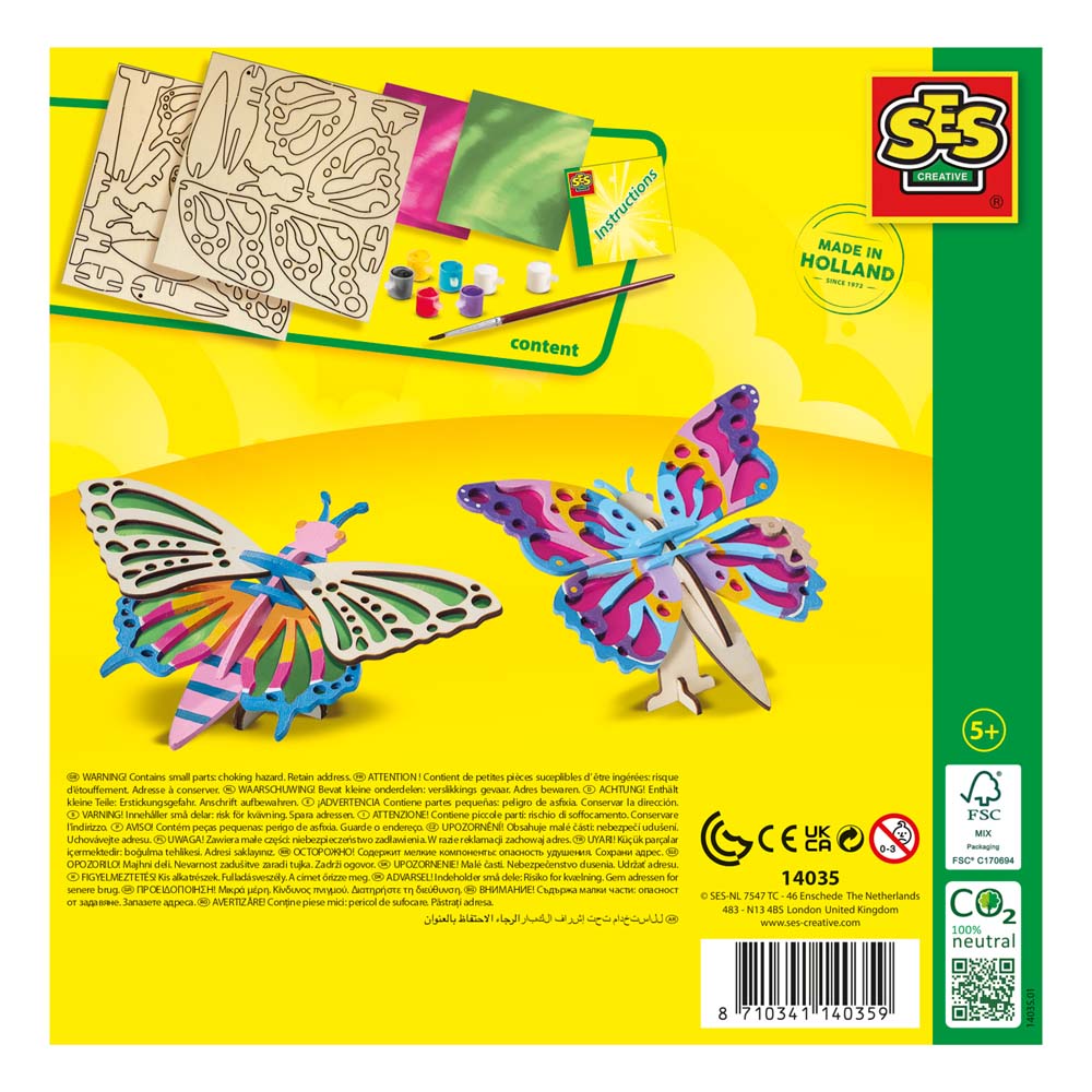 SES Creative Inspired by Nature Decorate Wooden Butterflies Painting Set