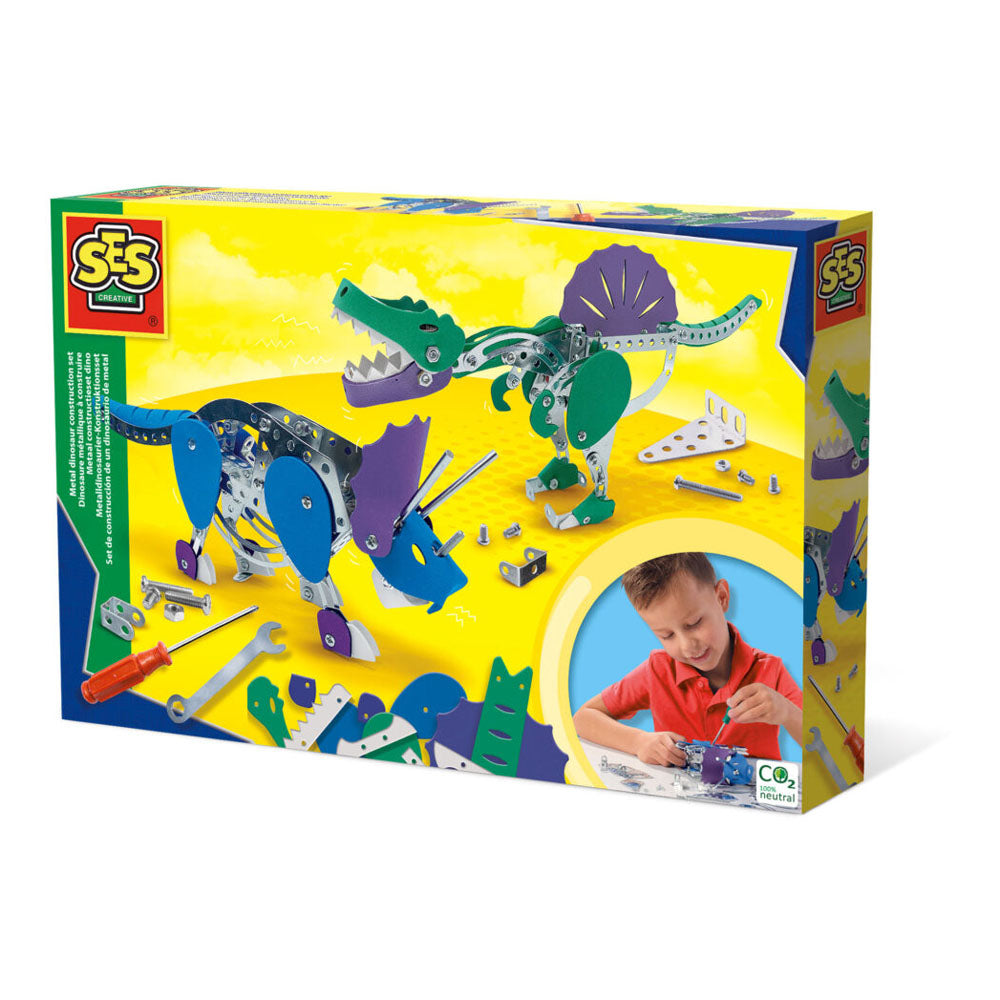 SES Creative Triceratops and Spinosaurus Metal Dinosaur Construction Set